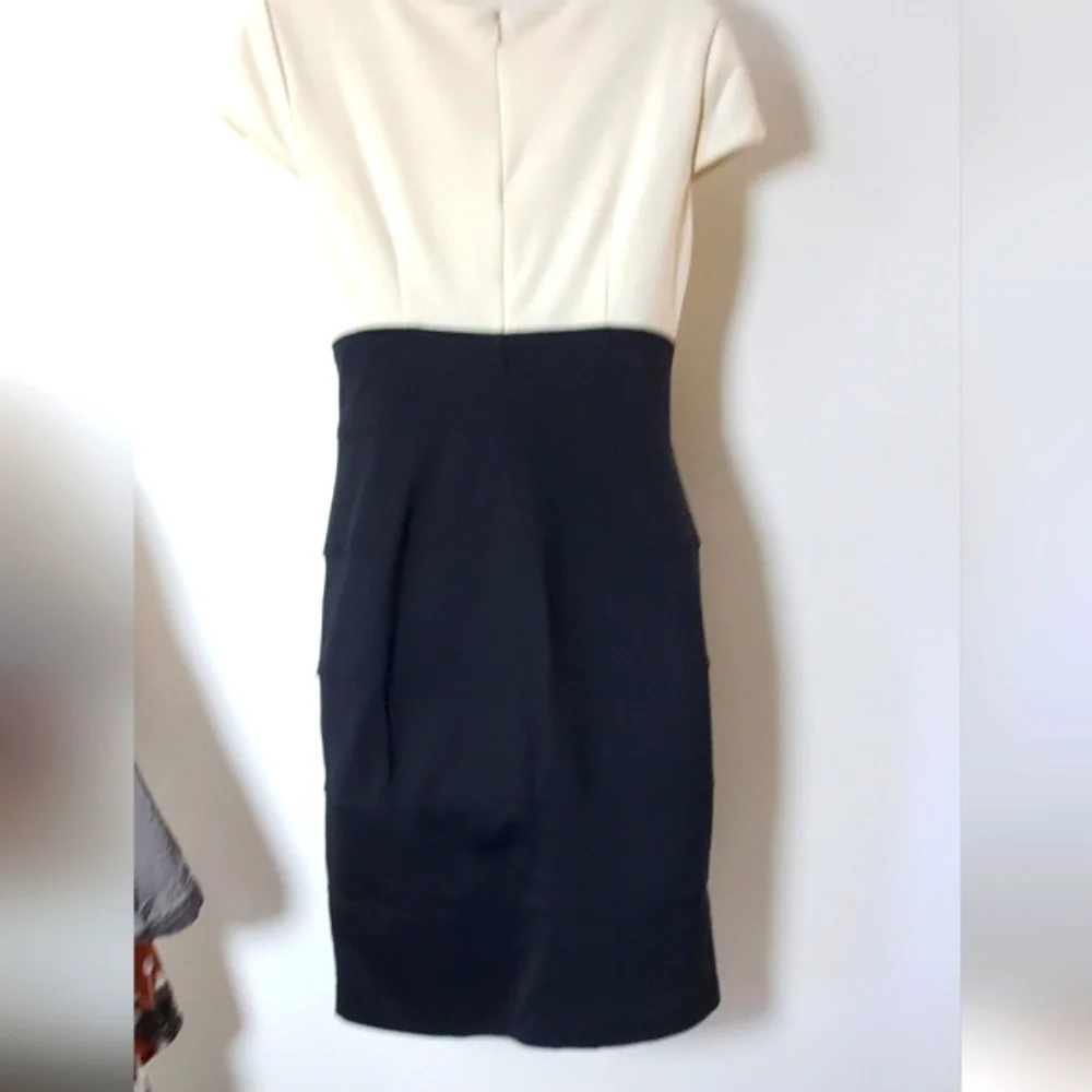Chic Black and Cream Strapless Dress
